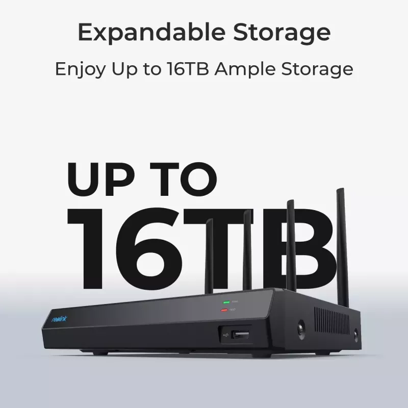Reolink NVS12W 12-kanaliga Wi-Fi 6 NVR 16MP tugi 2TB HDD