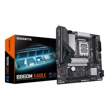 GIGABYTE B860M EAGLE emaplaat – Inteli Core Ultra seeria protsessoritele, 6+1+2+1 faasi VRM, kuni 9066 MHz DDR5, 1xPCIe 5.0 + 1xPCIe 4.0 M.2, 2.5GbE LAN, USB 3.2 Gen 1