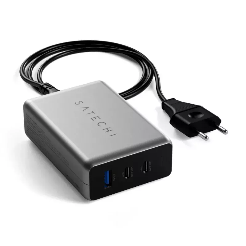 Mobiilseadme laadija Satechi ST-TC100GM-EU, 100 W, 2× USB-C, vahelduvvoolu sisend 100–240 V, hall