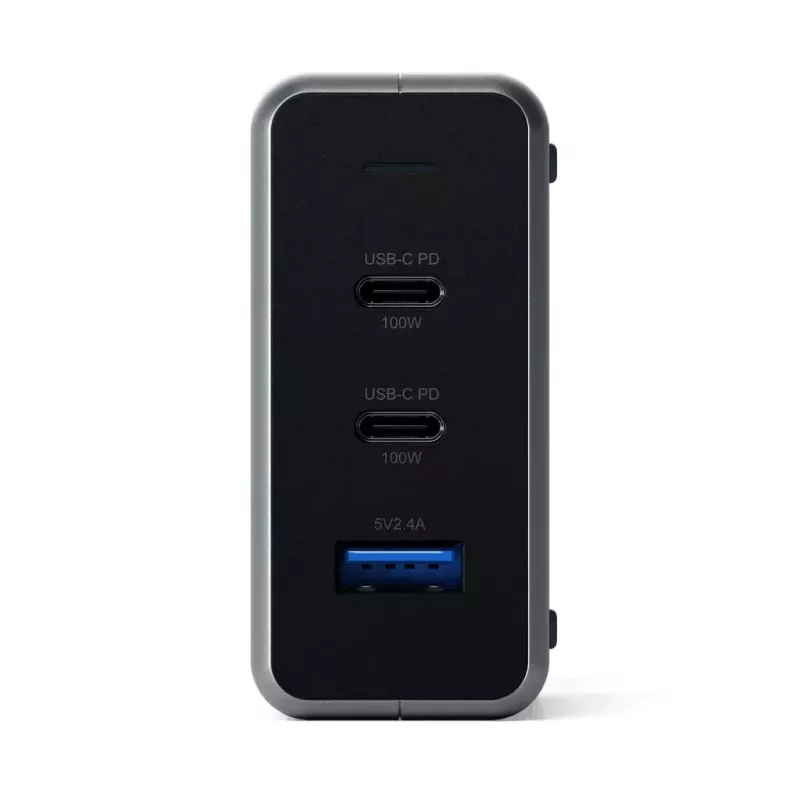 Mobiilseadme laadija Satechi ST-TC100GM-EU, 100 W, 2× USB-C, vahelduvvoolu sisend 100–240 V, hall