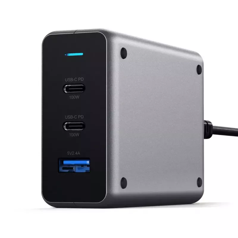 Mobiilseadme laadija Satechi ST-TC100GM-EU, 100 W, 2× USB-C, vahelduvvoolu sisend 100–240 V, hall