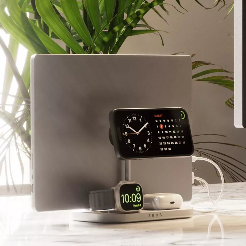 Mobiilseadme laadija ZENS ZEDC29W/00 Kiirlaadimine Juhtmevaba Hõbedane Valge