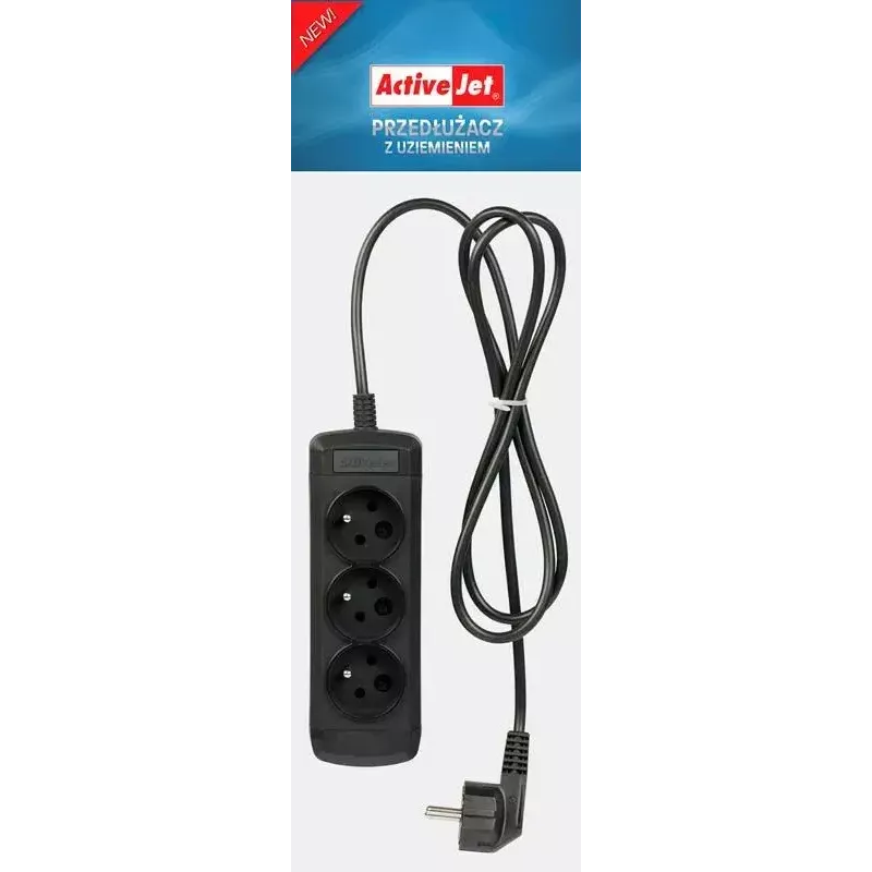 Pikendusjuhe ActiveJet 3GNU - 3M - C, 3 pesa tüüp E, 3 m kaabel, 230 V, 10 A, must
