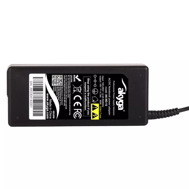 Sülearvuti toiteadapter Akyga AK-ND-12 90W 19V 4,74A vahelduvvoolult alalisvoolule, 100–250V sisend, must