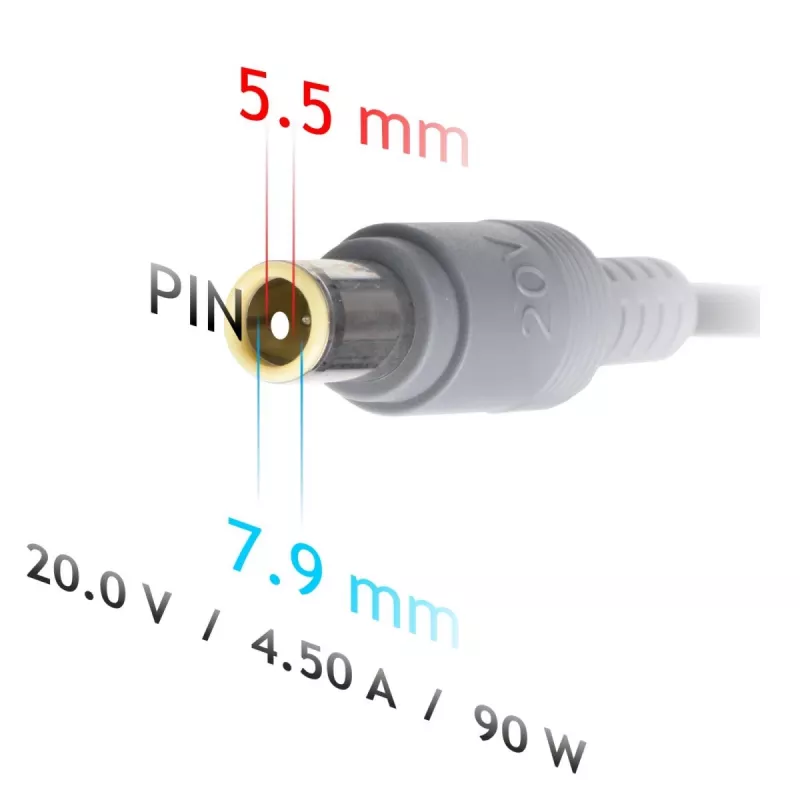AKYGA sülearvuti toiteadapter - 20V/4,5A, 90W ja 7,9*5,5 mm + pin-pistik