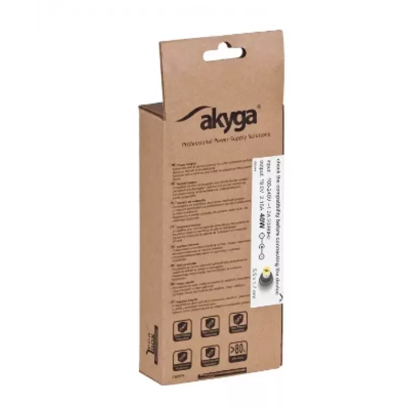 Akyga AK-ND-47 toiteadapter Acer sülearvutitele, 40 W, 19 V / 2,15 A, 5,5 x 1,7 mm