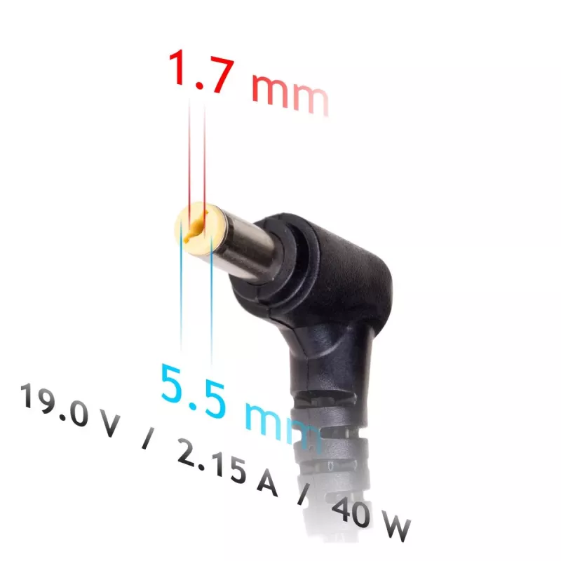 Akyga AK-ND-47 toiteadapter Acer sülearvutitele, 40 W, 19 V / 2,15 A, 5,5 x 1,7 mm