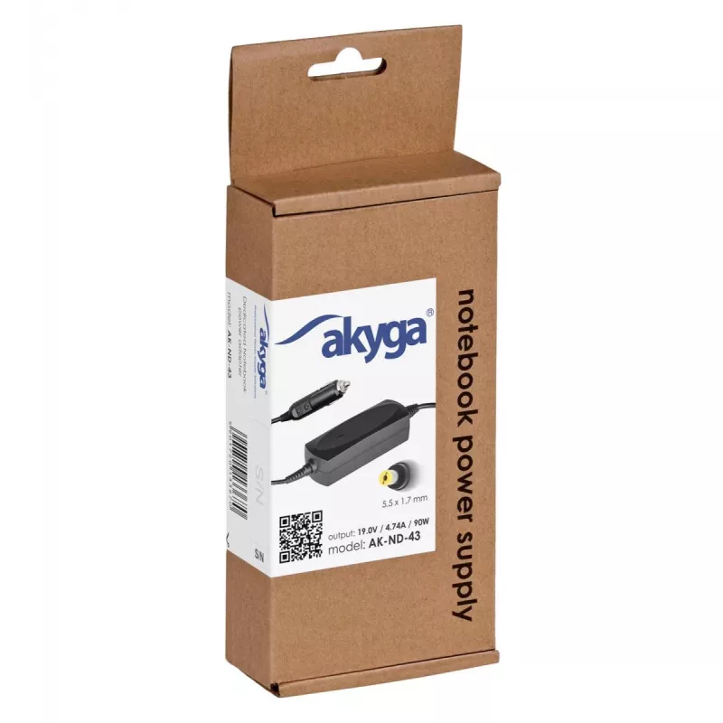 AKYGA sülearvuti toiteadapter – 19 V / 4,74 A, 90 W võimsus ja 5,5 * 1,7 mm pistik