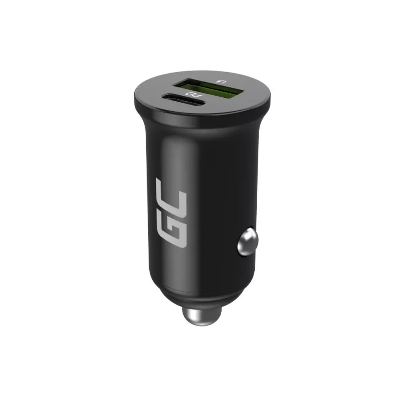 Autolaadija roheline Cell CADM-GC-38AC 38W, 1x USB-C (PD 3.0) + 1x USB-A, alumiiniumkorpus, must