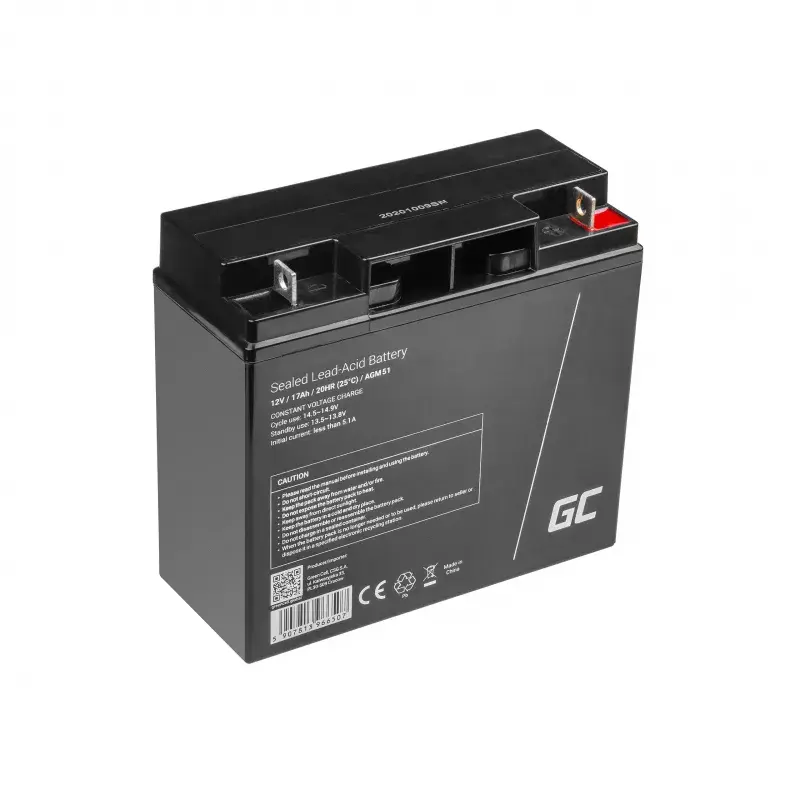 Suletud pliiaku roheline Cell AGM51 12 V 17 Ah, VRLA, hooldusvaba, 167×77×181 mm, 4,8 kg