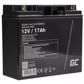 Suletud pliiaku roheline Cell AGM51 12 V 17 Ah, VRLA, hooldusvaba, 167×77×181 mm, 4,8 kg
