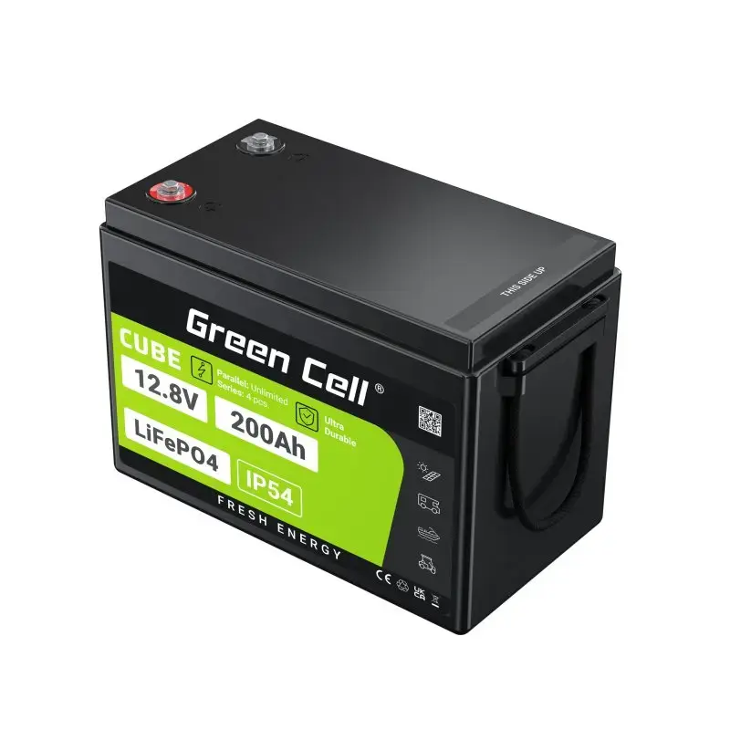 UPS-aku Green Cell LFPGC12V200AH liitium-raudfosfaat 12,8V 200Ah, 395×195×275 mm, 20,5 kg
