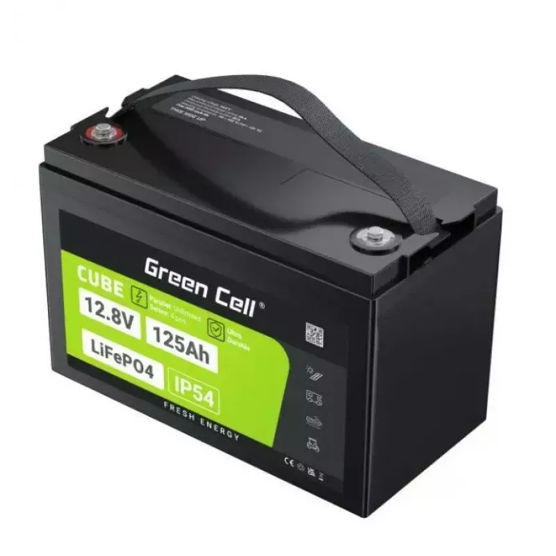 LiFePO4 aku roheline Cell 12,8V 125Ah — 125 Ah, 12,8 V, 150 A max tühjendus, 13,5 kg, 340×180×225 mm