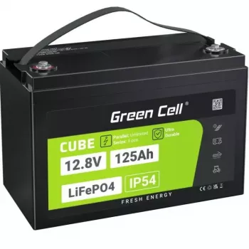 LiFePO4 aku roheline Cell 12,8V 125Ah — 125 Ah, 12,8 V, 150 A max tühjendus, 13,5 kg, 340×180×225 mm