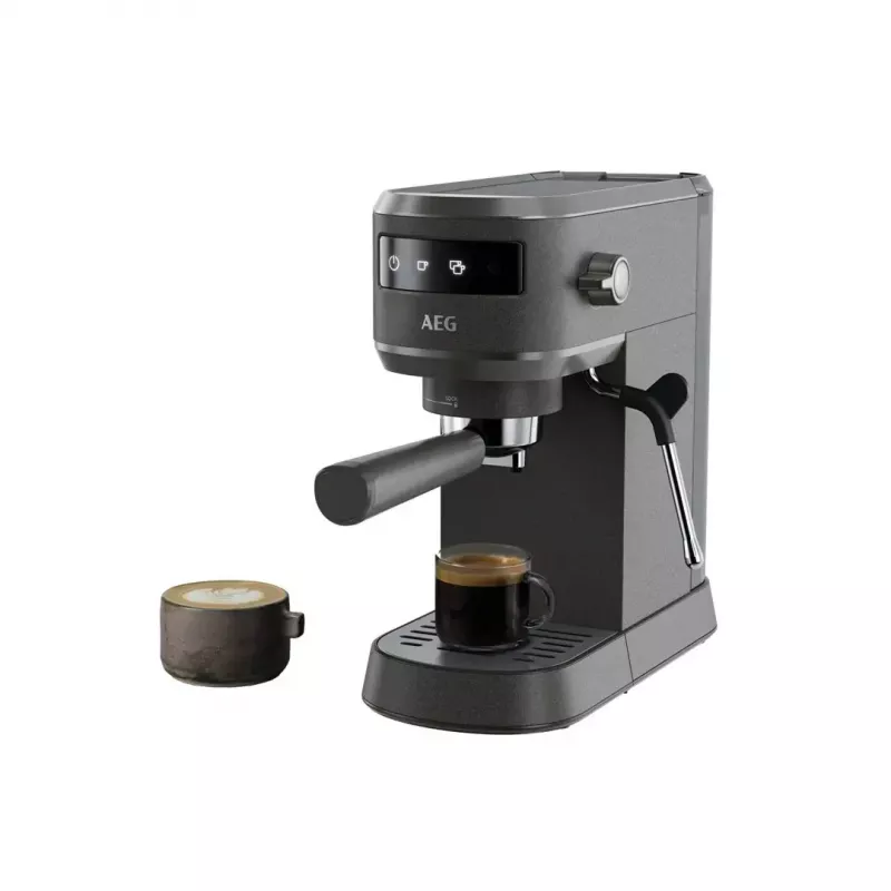 Espressomasin AEG EC6-1-6BST, manuaalne lauapealne, 1,0 L veepaak, 15 bar, piimavahustaja, 1450 W, puutjuhtimine, must