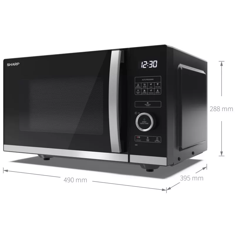 Sharp YC-QS254AE-B mikrolaineahi Must, Roostevaba teras Solo-mikrolaineahi Tööpinnale 25 L 900 W