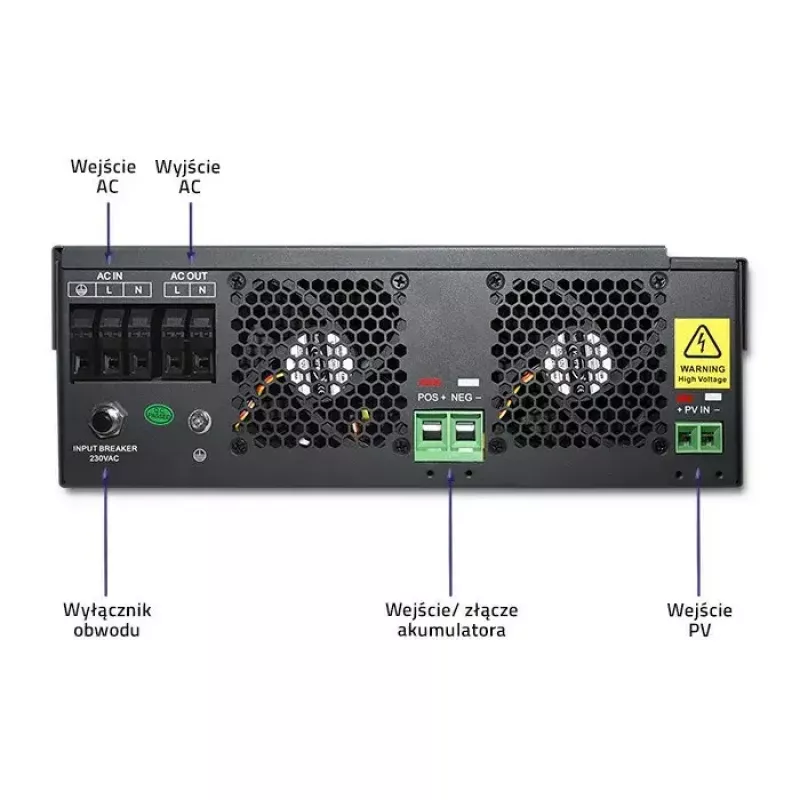Qoltec 53886 autonoomne hübriidne päikeseinverter, 3,5 kW, 100 A MPPT, 24 V, puhas siinus
