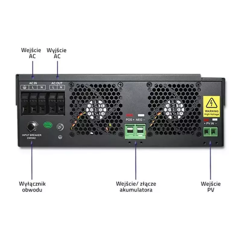 Qoltec 53886 autonoomne hübriidne päikeseinverter, 3,5 kW, 100 A MPPT, 24 V, puhas siinus