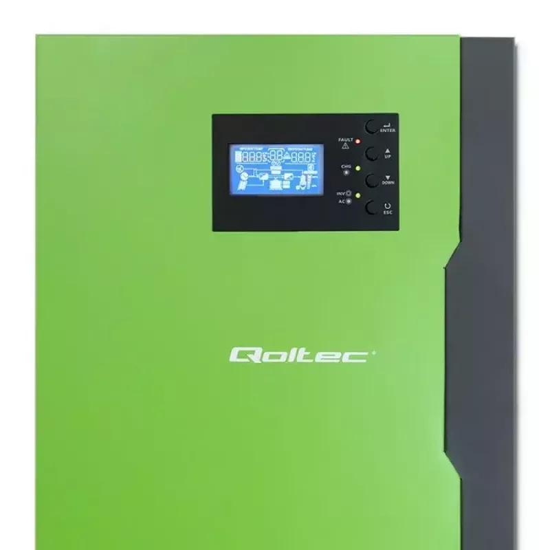 Qoltec 53886 autonoomne hübriidne päikeseinverter, 3,5 kW, 100 A MPPT, 24 V, puhas siinus
