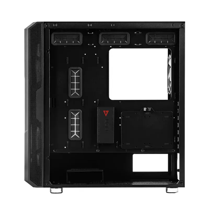 PC korpus MODECOM AMIRANI ARGB Midi Tower, must, karastatud klaas, 2x200 mm esi- + 1x120 mm tagaventilaatorid, USB-A 2x, USB-C 1x, toetab ATX/ITX, GPU kuni 35 cm