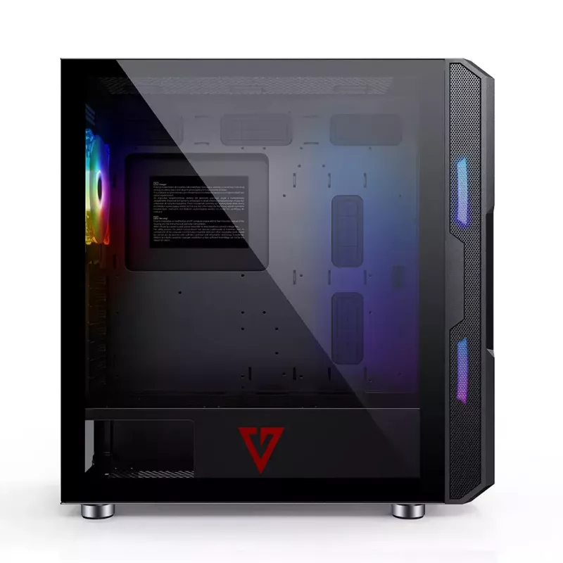 PC korpus MODECOM AMIRANI ARGB Midi Tower, must, karastatud klaas, 2x200 mm esi- + 1x120 mm tagaventilaatorid, USB-A 2x, USB-C 1x, toetab ATX/ITX, GPU kuni 35 cm