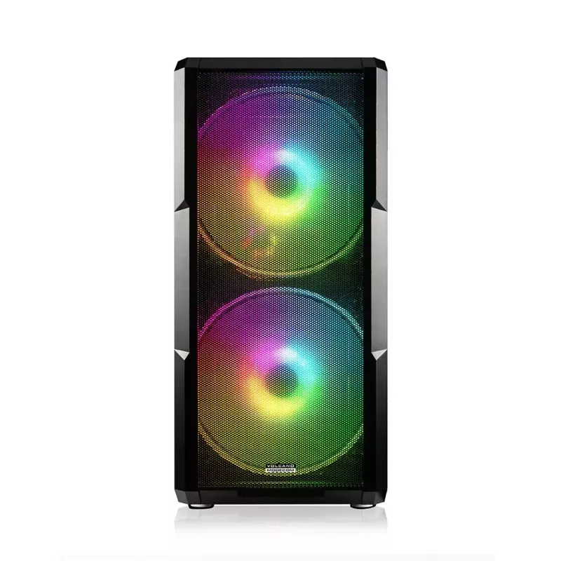 PC korpus MODECOM AMIRANI ARGB Midi Tower, must, karastatud klaas, 2x200 mm esi- + 1x120 mm tagaventilaatorid, USB-A 2x, USB-C 1x, toetab ATX/ITX, GPU kuni 35 cm