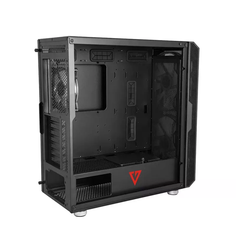 PC korpus MODECOM AMIRANI ARGB Midi Tower, must, karastatud klaas, 2x200 mm esi- + 1x120 mm tagaventilaatorid, USB-A 2x, USB-C 1x, toetab ATX/ITX, GPU kuni 35 cm