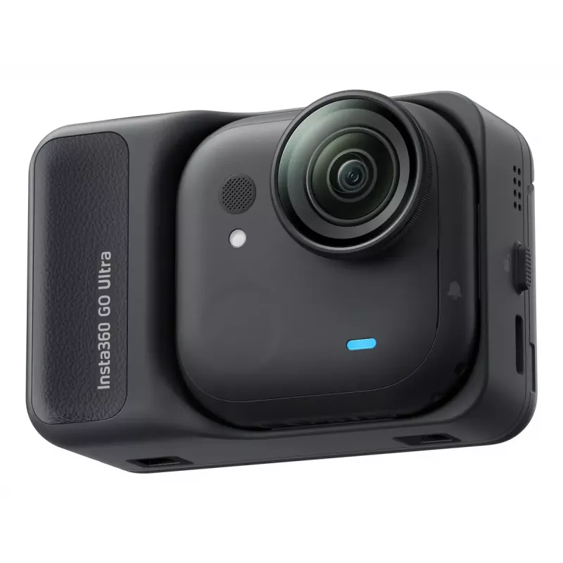 Action spordikaamera Insta360 GO Ultra Standard Must — 4K Ultra HD 3840×2880, 1/1.28-tolline sensor, 240 kaadrit/s, Wi‑Fi, sisseehitatud kuvar, MicroSD, 52,9 g