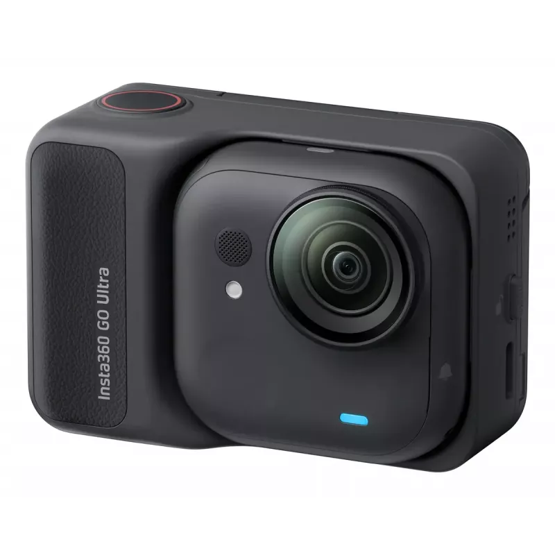 Action spordikaamera Insta360 GO Ultra Standard Must — 4K Ultra HD 3840×2880, 1/1.28-tolline sensor, 240 kaadrit/s, Wi‑Fi, sisseehitatud kuvar, MicroSD, 52,9 g
