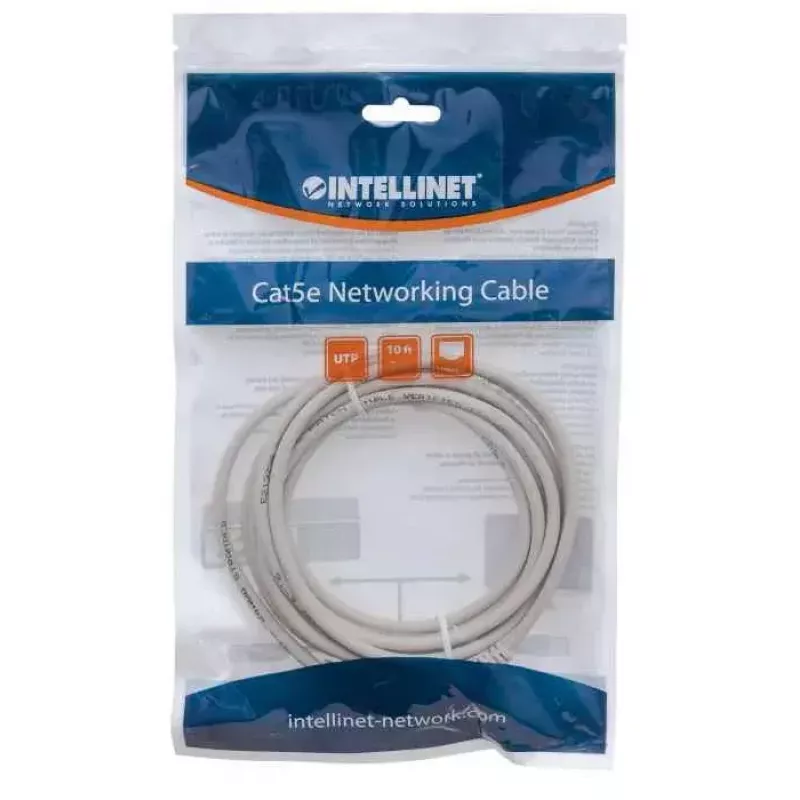 patch-kaabel INTELLINET Cat5e U/UTP 3 m, hall, CCA, RJ-45–RJ-45, 350 MHz