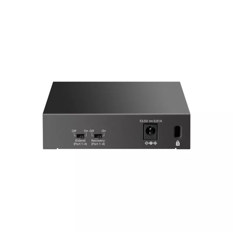 Haldamata kommutaator TP‑LINK LS105P, 5x Fast Ethernet (10/100) porti, 4x PoE-porti, 1 Gbit/s kommutatsioonivõime, ventilaatorita, must