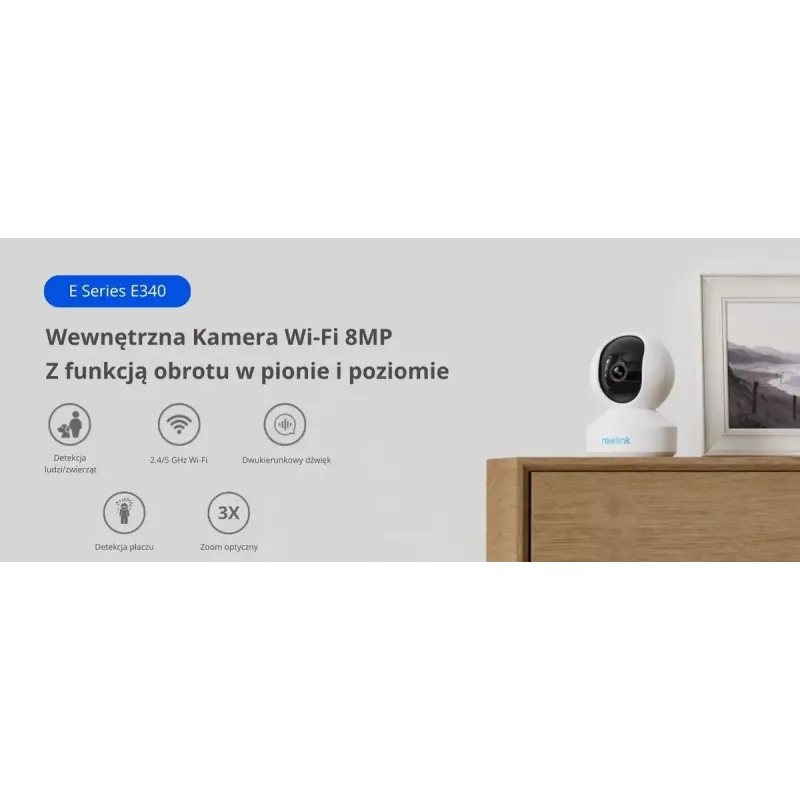 IP turvakaamera kuul-tüüpi Reolink E340 8MP, 4K (3480×2160), PoE/2,4/5 GHz Wi‑Fi, microSD, IP67, 30 fps
