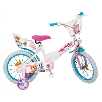 Toimsa 16 inch lasteratas mudel 1681 — terasraam, 16-tollised täispuhutavad rattad, eesmised ja tagumised pidurid, stabilisaatorite ja korviga (PAW Patrol)