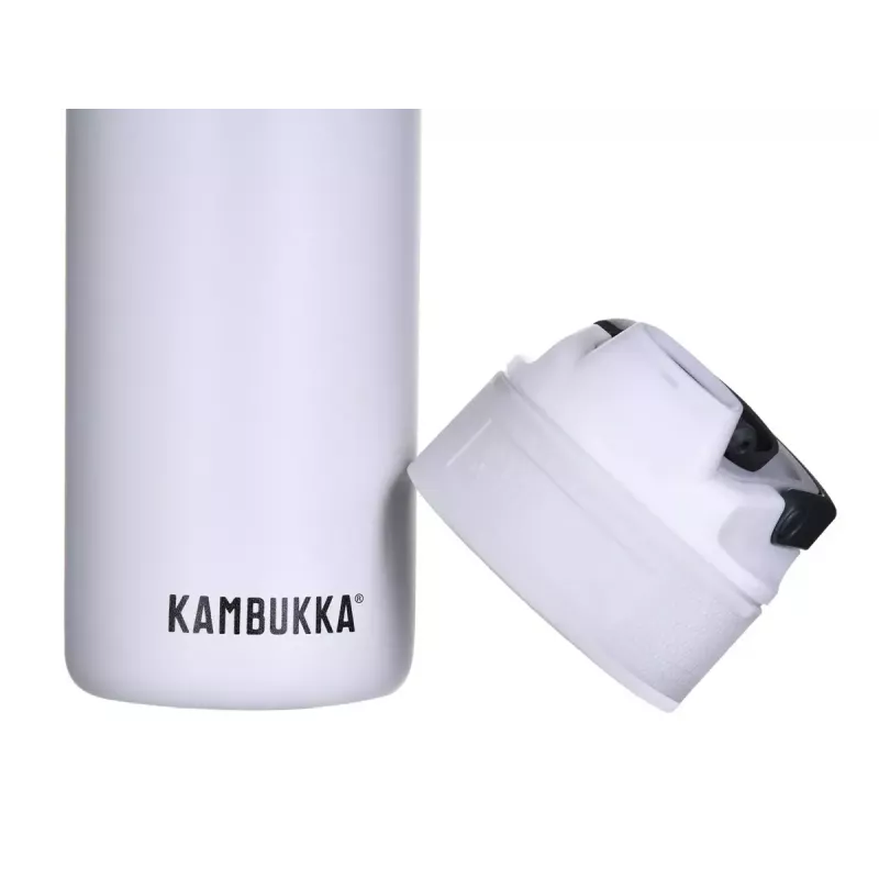 Isolatsioonipudel Kambukka Elton 600 ml Kriidivalge — vaakumkolb, 18/8 roostevaba teras, lekkevaba, Snapclean kaas