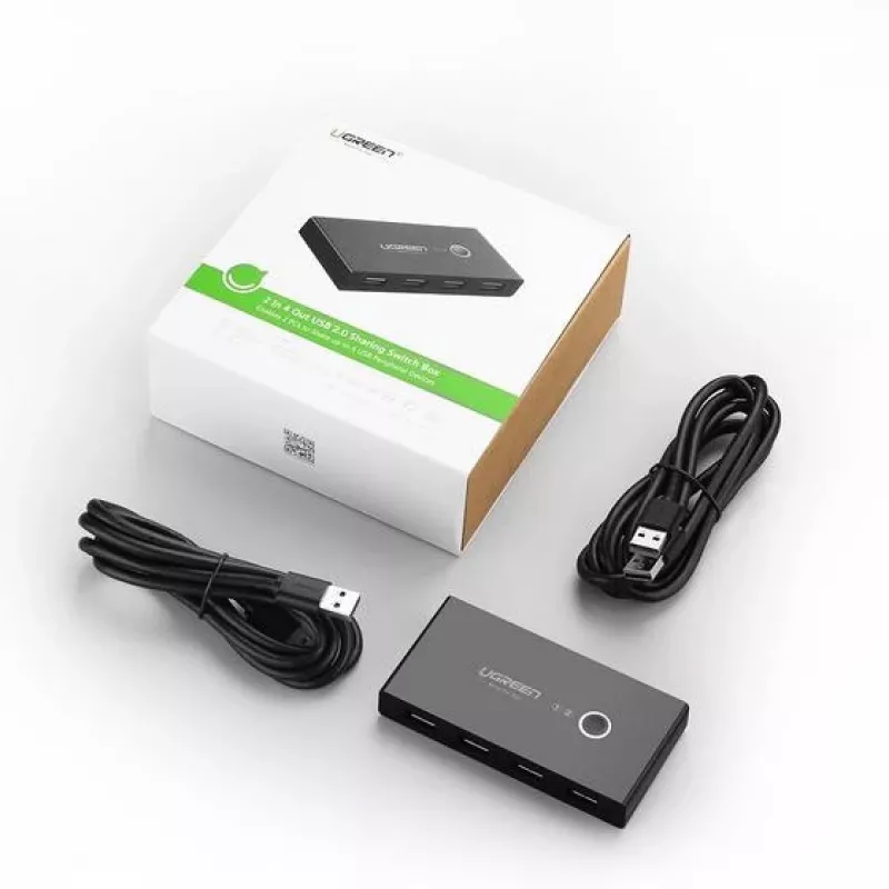 UGREEN 30767 — USB 2.0 jaotur 6 pordiga, 1,5 m kaabel, 5 V/2 A, must