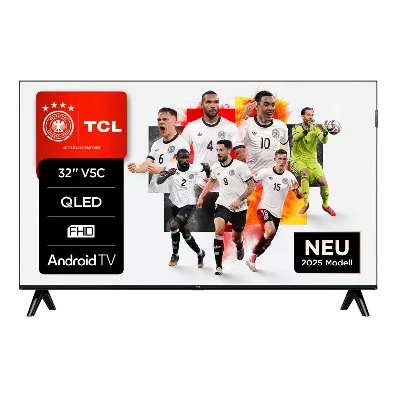 TCL 32V5C 32-tolline QLED Full HD nutiteler, Android TV, 1920×1080, 60Hz, 2×HDMI, Wi‑Fi, Bluetooth, 20W, must