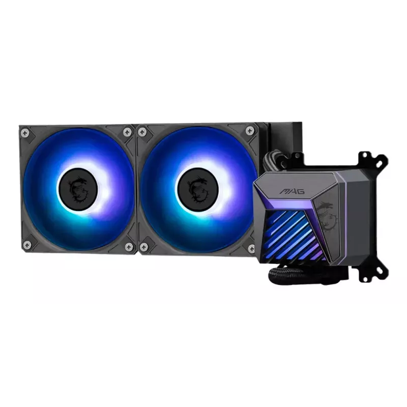 MAG Coreliquid A15 240 kõik-ühes vedelikjahuti — 240 mm radiaator, 2×120 mm ventilaatorit, LGA1700/AM4/AM5, must