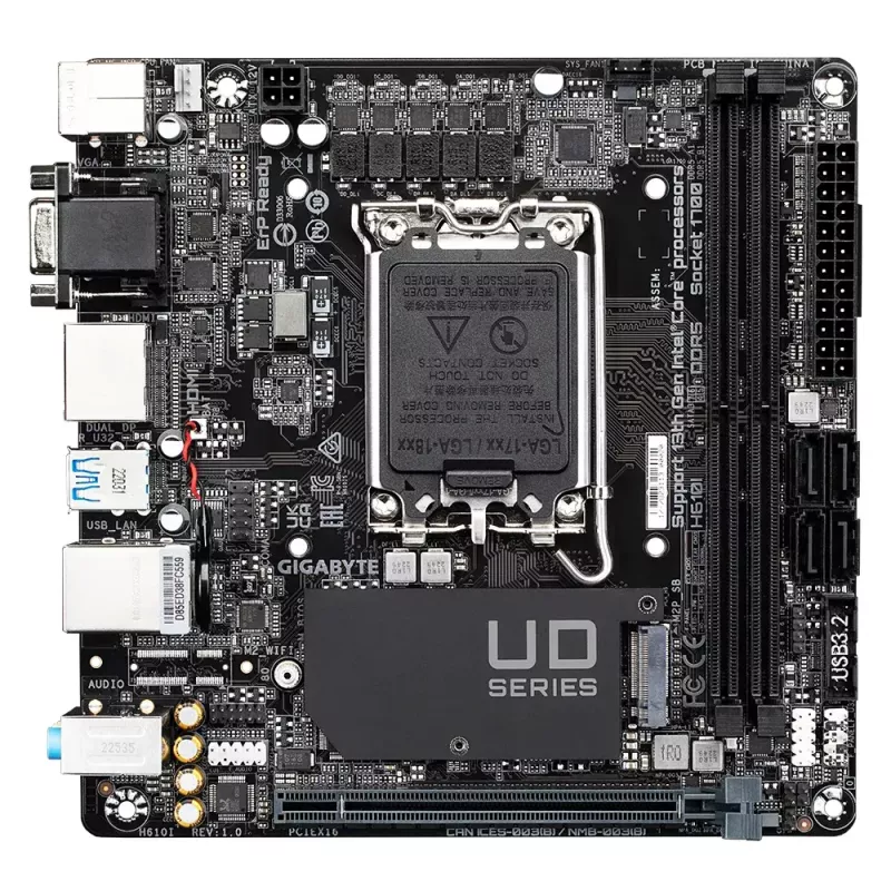 Emaplaat GIGABYTE H610I, Intel H610, LGA 1700, Mini-ITX
