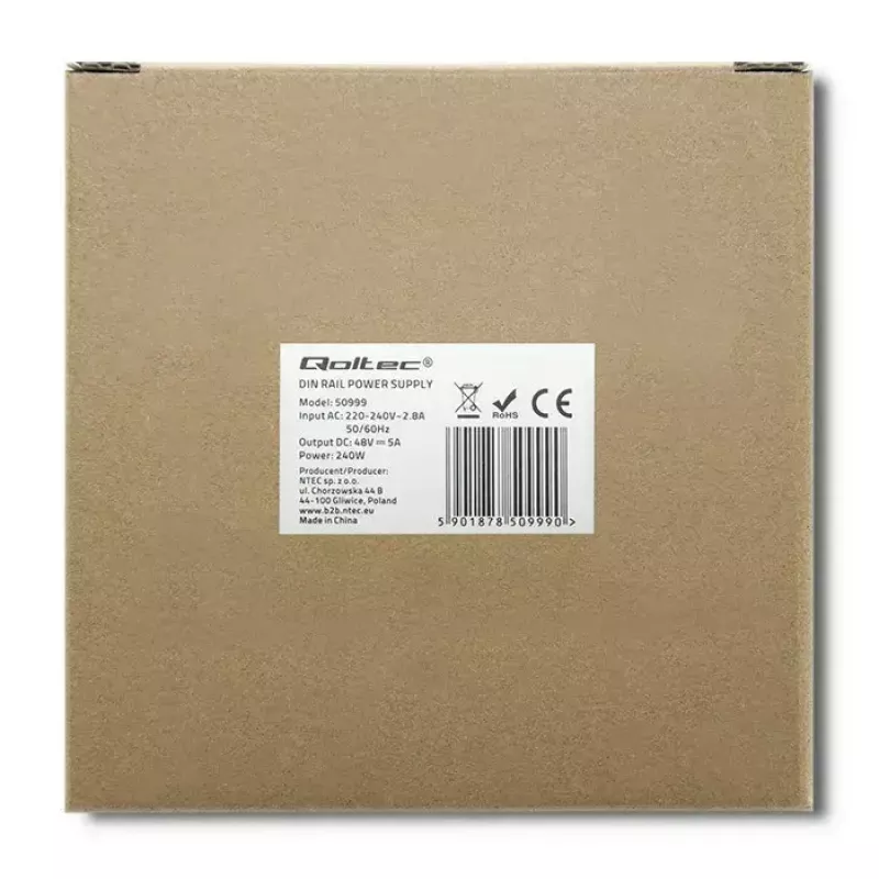 DIN-liistu toiteallikas QOLTEC 50999, 240 W, 48 V alalisvool, 5 A väljund