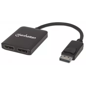 Manhattan DisplayPort 1.2 kuni 2-pordiline DisplayPort 1.2 jaotur-hub koos MST-ga, 4K@30Hz, USB-A toitega, videoseina funktsioon, must, MST = mitme voo transport, 3-aastane garantii