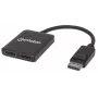 Manhattan DisplayPort 1.2 kuni 2-pordiline DisplayPort 1.2 jaotur-hub koos MST-ga, 4K@30Hz, USB-A toitega, videoseina funktsioon, must, MST = mitme voo transport, 3-aastane garantii