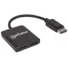 Manhattan DisplayPort 1.2 kuni 2-pordiline DisplayPort 1.2 jaotur-hub koos MST-ga, 4K@30Hz, USB-A toitega, videoseina funktsioon, must, MST = mitme voo transport, 3-aastane garantii
