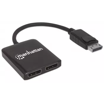 Manhattan DisplayPort 1.2 kuni 2-pordiline DisplayPort 1.2 jaotur-hub koos MST-ga, 4K@30Hz, USB-A toitega, videoseina funktsioon, must, MST = mitme voo transport, 3-aastane garantii