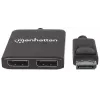 Manhattan DisplayPort 1.2 kuni 2-pordiline DisplayPort 1.2 jaotur-hub koos MST-ga, 4K@30Hz, USB-A toitega, videoseina funktsioon, must, MST = mitme voo transport, 3-aastane garantii