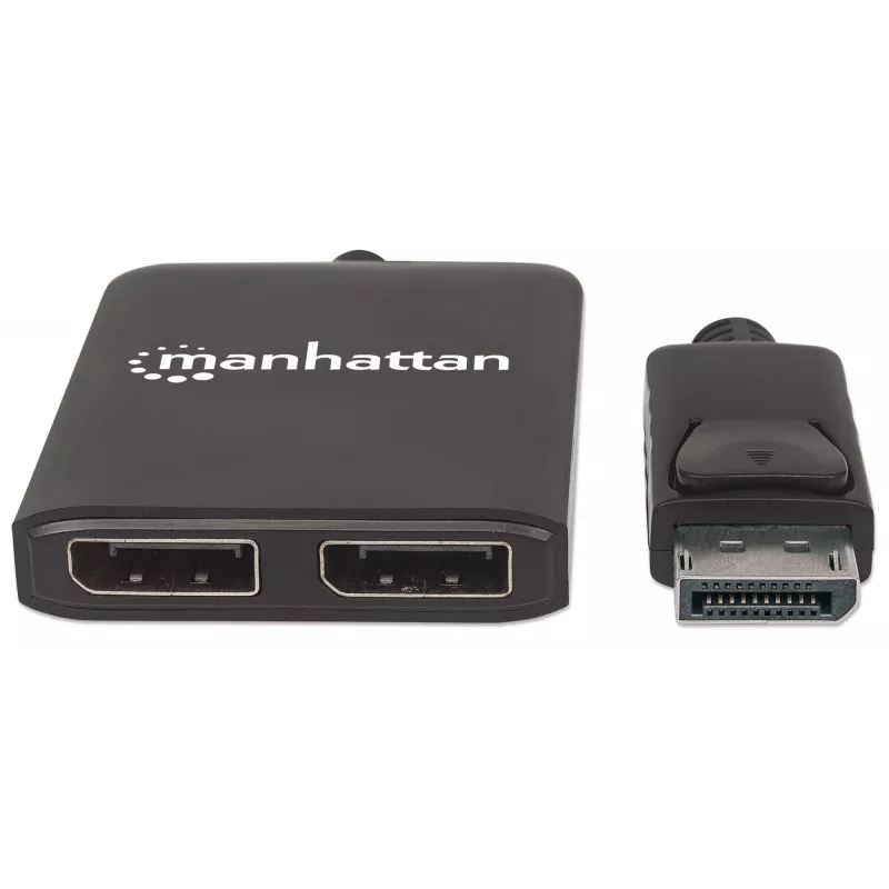 Manhattan DisplayPort 1.2 kuni 2-pordiline DisplayPort 1.2 jaotur-hub koos MST-ga, 4K@30Hz, USB-A toitega, videoseina funktsioon, must, MST = mitme voo transport, 3-aastane garantii