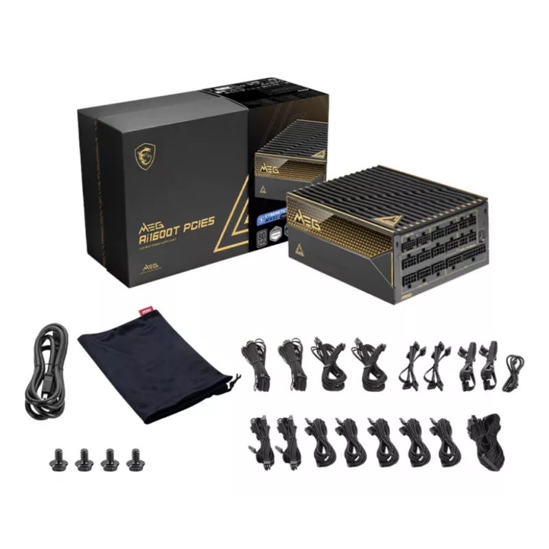 MSI MEG Ai1600T PCIE5 toiteplokk 1600 W 24-pin ATX ATX Must