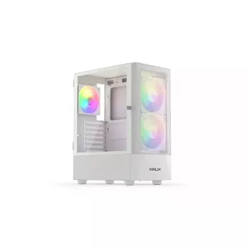 PC-korpus KRUX VAKO KRXD005 ATX must — karastatud klaas, RGB, toetab Micro-ITX/ATX, 2x3,5 tolli + 2x2,5 tolli pesa, GPU kuni 31 cm