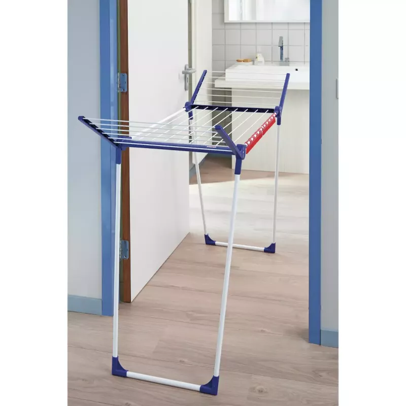 Põrandal seisev kuivatusrest Leifheit Pegasus 180 Plus — kokkupandav metallist/plastist kuivati, 18 m kuivatuspinda, 870×1570×660 mm