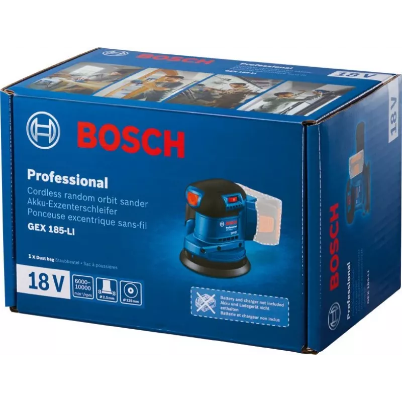 Bosch GEX 185-LI Professional ekstsentrilihvija 10000 OPM sinine
