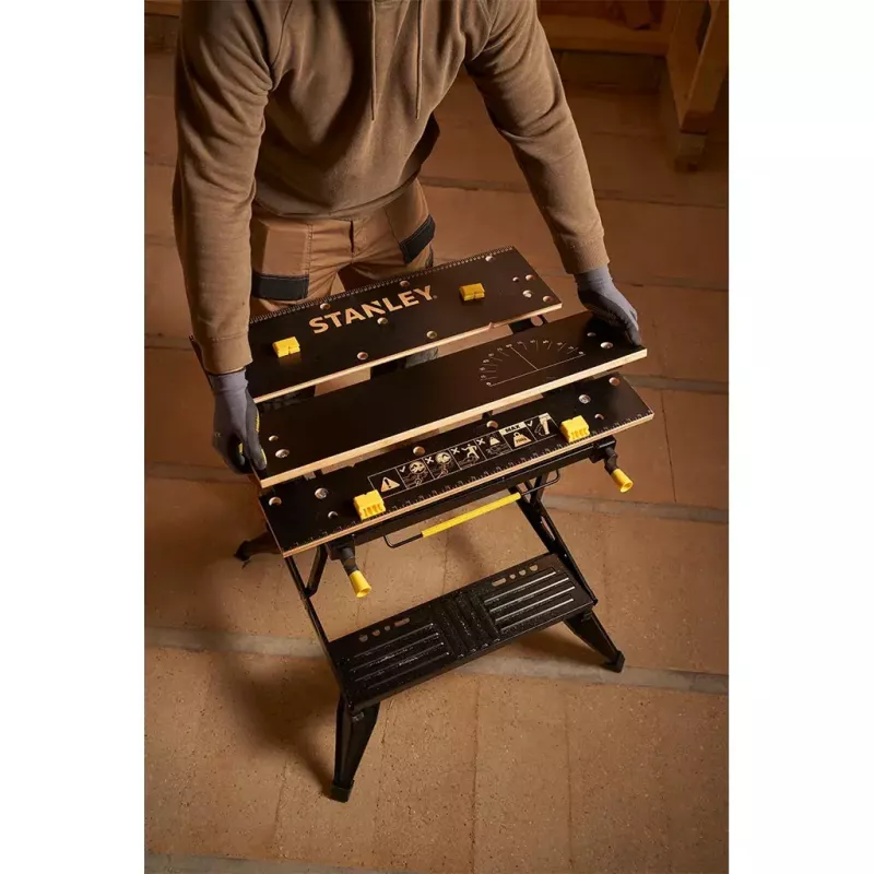 Puidutöötlemise töölaud Stanley STST83800-1 bambusest terasest must kollane 625mm